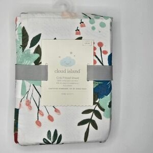 Cloud Island NWT Fitted Crib Sheet Meadow Theme 100% Cotton 28 in x 52 in